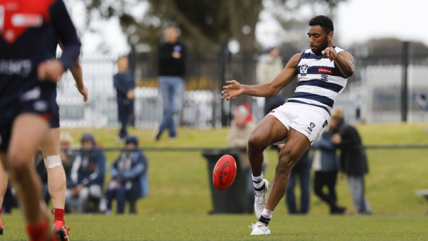 Tough day at the office: Geelong's Esava Ratugolea.