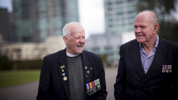 Vietnam veterans Ian McCartney and Greg Cummins 'remember the funny stuff'. 