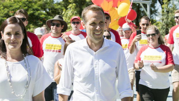 Rod Harding with his wife Anna on polling day in 2016.