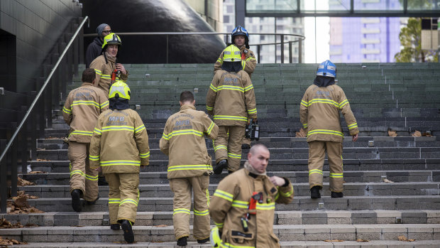 Emergency crews are at the site of a gas leak at 800 Bourke Street, Docklands