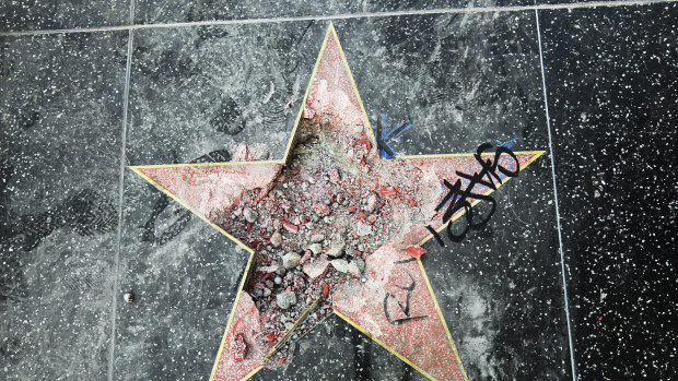 Donald Trump's star on the Hollywood Walk of Fame after it was destroyed.