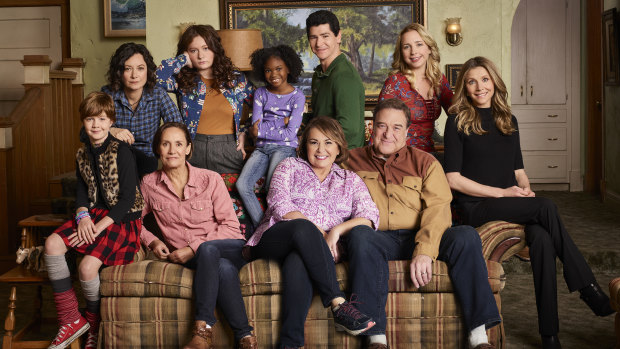 The cast of Roseanne in the reboot of the series.