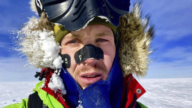 A selfie taken by Colin O'Brady on December 9 in Antarctica.