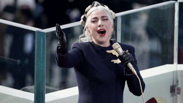 Lady Gaga performs at the 46th Presidential Inauguration.