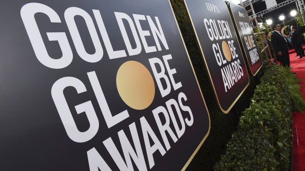 Signage promoting the 77th annual Golden Globe Awards and NBC appears in Beverly Hills, California. 