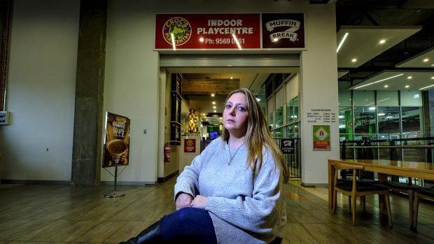 Stacey Dowsett outside the Croc's Playcentre  in Carnegie. 