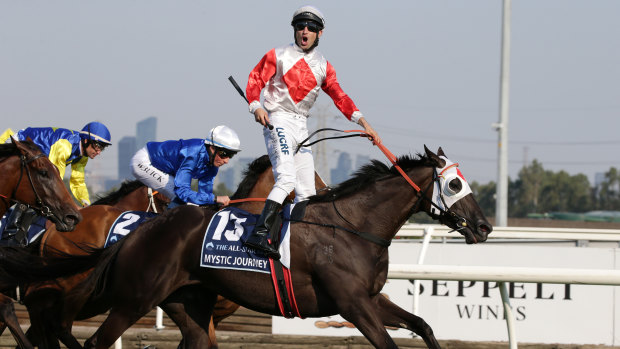 Anthony Darmanin rides Mystic Journey to win the All-Star Mile.