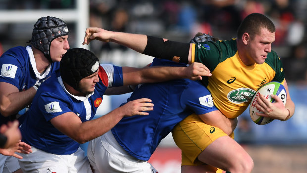Waratahs signing Angus Bell rips into France at the under-20 World Cup.
