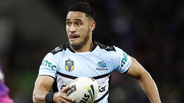 Major impact: Valentine Holmes makes a run during the Round 22 NRL match against the Storm.