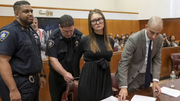 Anna Sorokin, the fake German heiress, after her sentencing to four to 12 years in prison for bilking hotels, banks and a private jet operator out of hundreds of thousands of dollars, in New York.