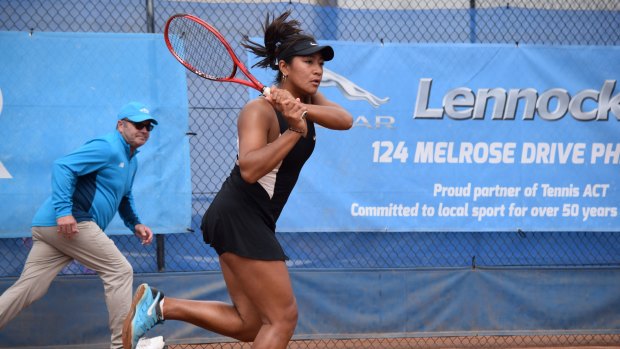 Destanee Aiava in action during the ACT Claycourt International semi-finals on Saturday.