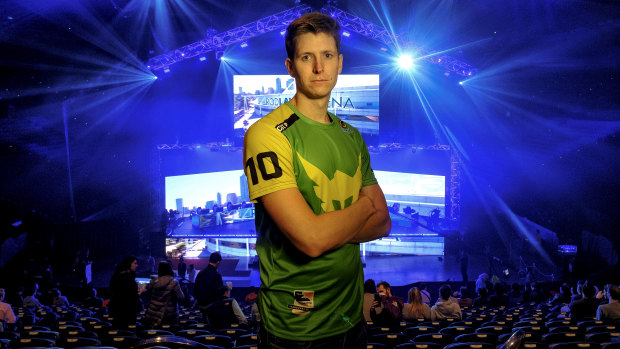 Scott 'Custa' Kennedy at the Melbourne Esports Open at Melbourne Park. He says he has started getting noticed more in the street as e-sports popularity grows. 