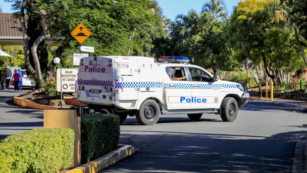 Police are seen at Earle Haven last week.