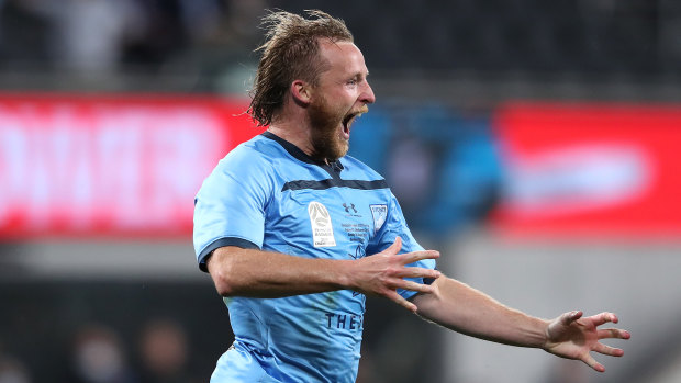 Rhyan Grant after scoring the winner in the A-League grand final.