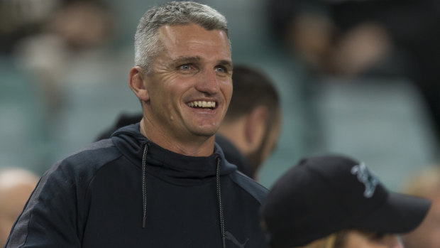 Moral support: Ivan Cleary enjoys the atmosphere before kick-off against the Sharks.