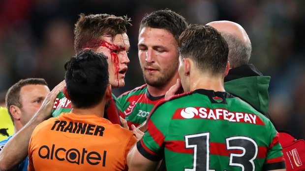 South Sydney's Liam Knight was one of several players left bloodied and bruised on Thursday night.