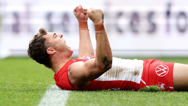 Will Hayward celebrates a goal for Sydney.