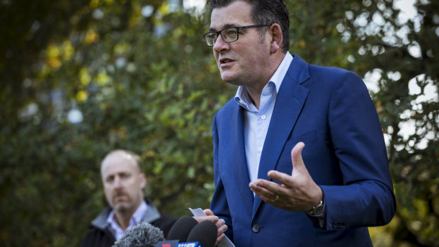 Premier Daniel Andrews on Monday. He says it is "pointless" trying to frame a state budget in the volatile circumstances.