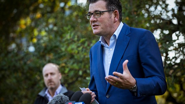 Premier Daniel Andrews on Monday. He says it is "pointless" trying to frame a state budget in the volatile circumstances.