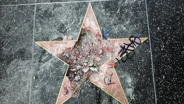 Donald Trump's star on the Hollywood Walk of Fame was destroyed on Wednesday.