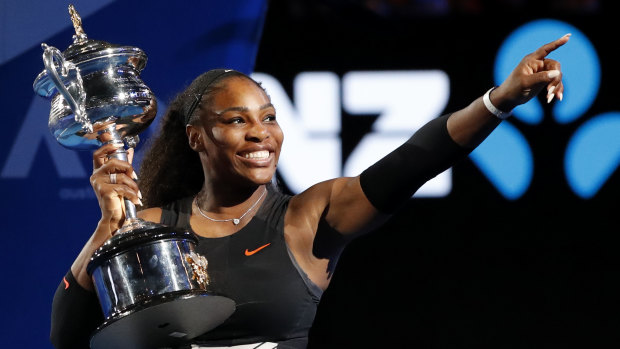 Her last major: Serena Williams after winning the 2017 Australian Open.