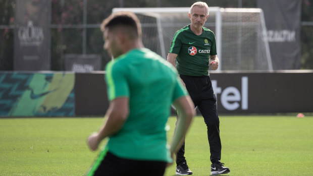 Coach's call: Bert van Marwijk oversees training in Turkey.