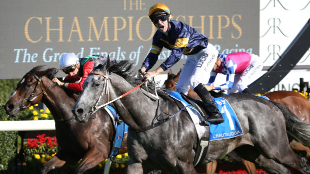 Tommy Berry on Chautauqua wins the TJ Smith at Randwick in 2017.  The race will be worth $1.25 million this year. 