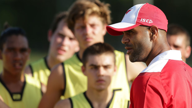 Michael O’Loughlin during his time as Swans Academy coach in 2015.