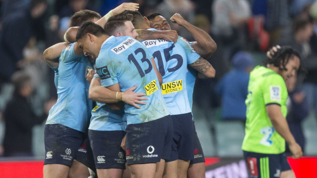 Blue funday: The Waratahs completed a sensational comeback against the Highlanders.