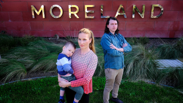 Moreland residents Peta Slattery with son Levi, and fellow resident Ray Pastoors are among more than 1400 people unhappy with the council renaming process.