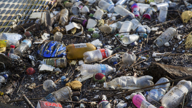 Some of the rubbish that washes into the Yarra River 