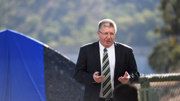 Tamworth mayor Col Murray at the opening of Chaffey Dam, which supplies about half the town's water, in 2016.