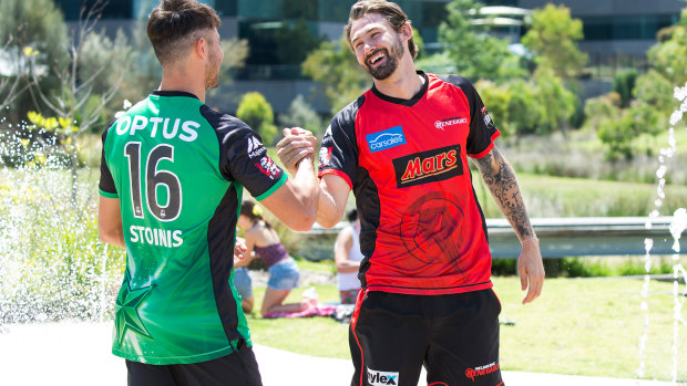 Marcus Stoinis and Kane Richardson in 2018.