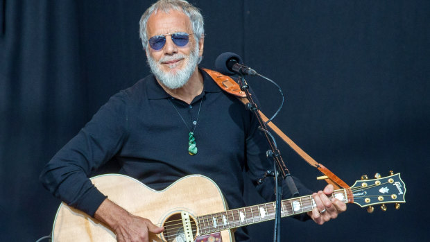 Yusuf Islam, formerly known as Cat Stevens, performs at the National Remembrance Service in Christchurch.