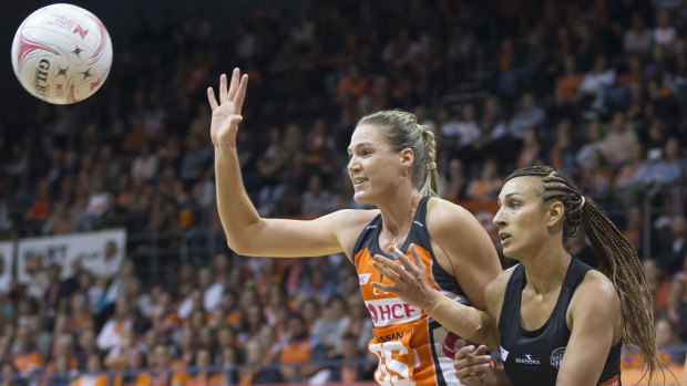 Giant contribution: Caitlin Bassett was instrumental to the eight-point Super Netball win over Collingwood.