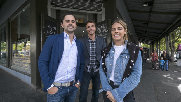 Cousins Luca Sbardella, Jamie Valmorbida and Lisa Valmorbida  at the King & Godfree deli and wine store when it closed for renovations. 