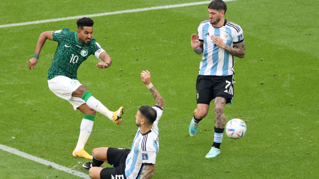 Salem Al-Dawsari scores Argentina’s second goal with a stunning effort.