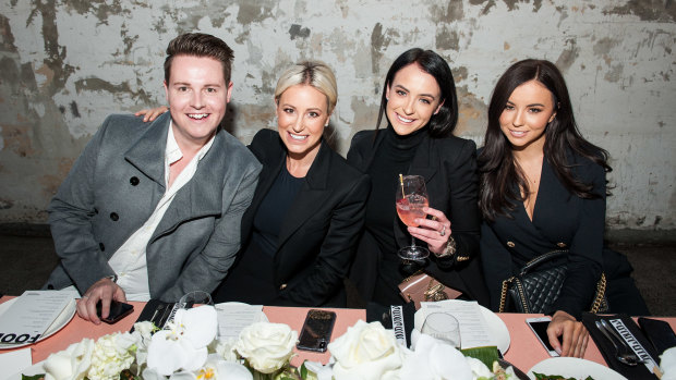 (L-R) Sam Mangan, Roxy Jacenko, Alison Egan and Jess Palmer at a lunch for the launch of Sparkling White Smile's On The Go Textured Teeth Wipes at Chin Chin on Tuesday.