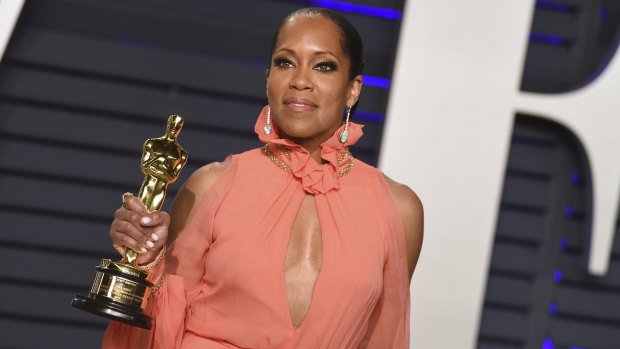 Regina King, winner of the award for best performance by an actress in a supporting role for If Beale Street Could Talk, at the Vanity Fair Oscar Party.
