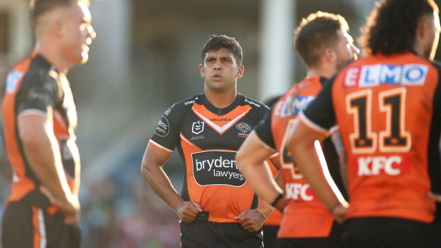 Tyrone Peachey and the Tigers watch on after their fifth straight loss this season.