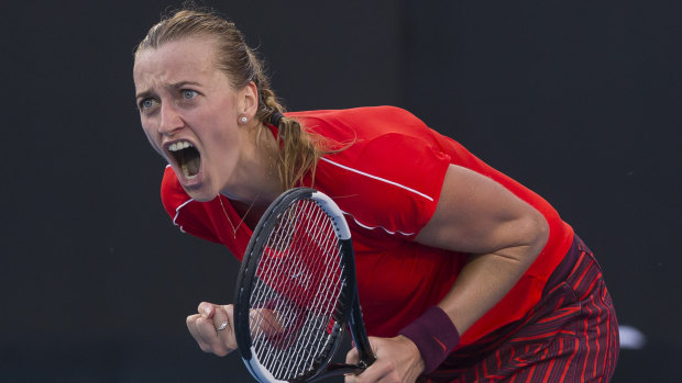 Pumped: Petra Kvitova of Czechoslovakia reacts after winning the women's final against Ash Barty.
