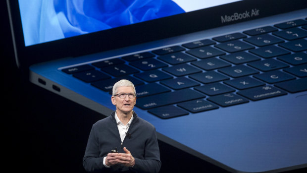 Apple CEO Tim Cook announces the new MacBook Air. 