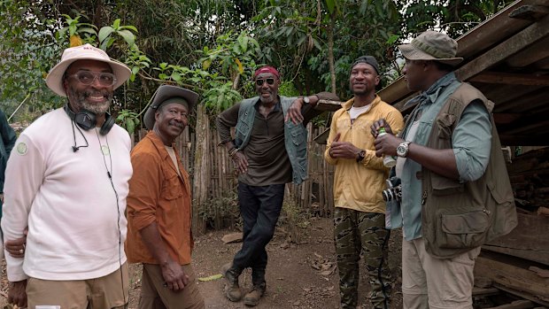 Spike Lee, left, on the set of Da 5 Bloods.