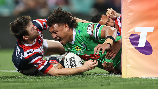 Josh Papali draws first blood for the Raiders against the Roosters.