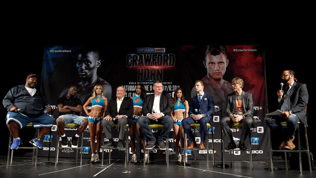 Outsider: Few in the US are giving Horn (third from right) a chance against Terence Crawford.
