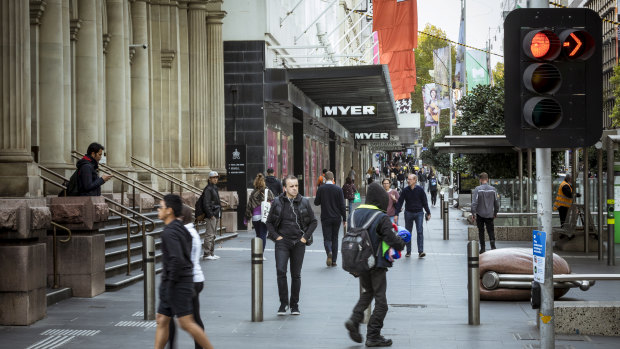 Foot traffic in Bourke Street Mall was higher on Wednesday than in the previous four weeks. 