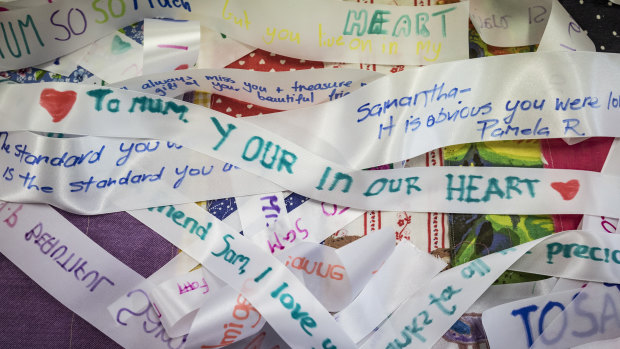 A ribbon painted by Samantha Fraser's children will be among those sewn into a quilt. 