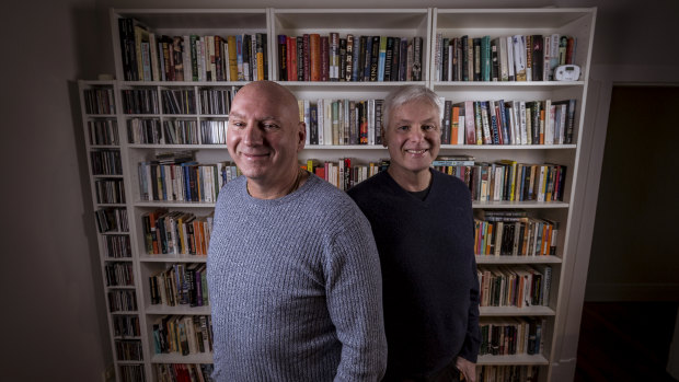 Both like true crime books and hate beer: brothers Peter Chapman, left, and Michael Waud, are best friends, a year after meeting the for the first time through DNA testing.  