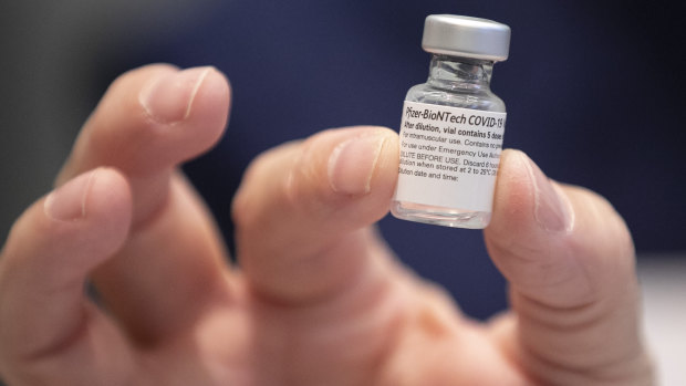 A vial of mRNA vaccine developed from the discoveries of this year’s Nobel Prize in medicine laureates.