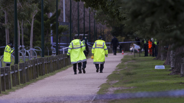 Police closed parts of the park's running track as they investigated the woman's death.